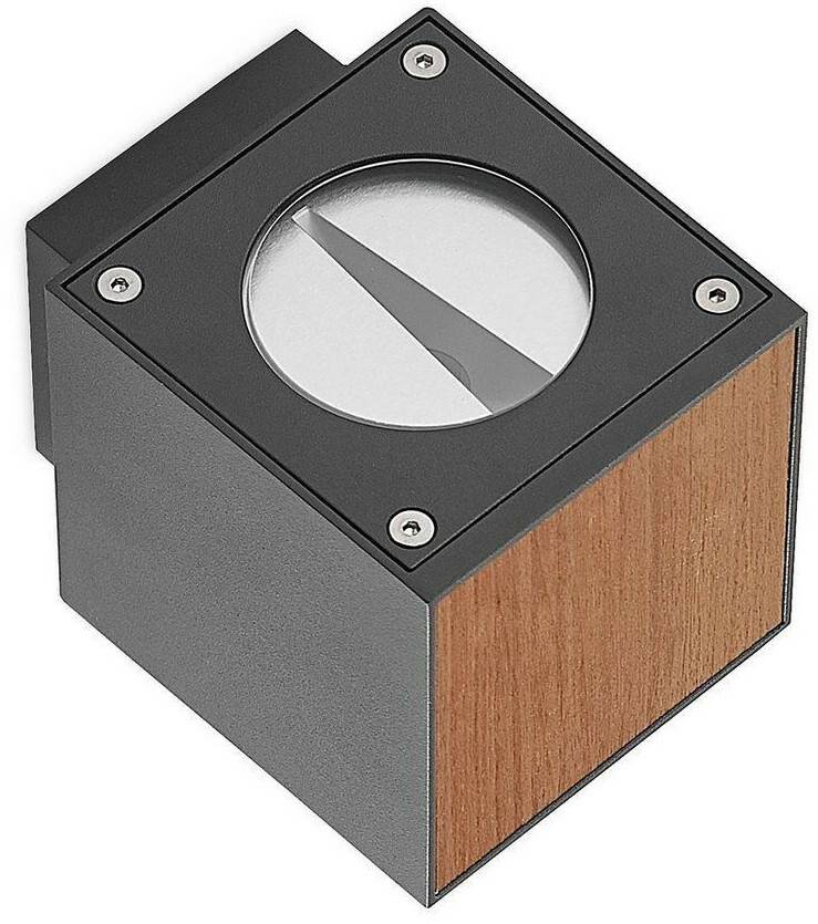 Lámparas de exterior Lucande Cimala LED wall lamp in the shape of a cube 11.5 cm